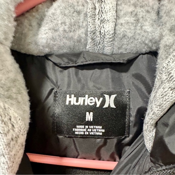 Hurley Kids Black Puffer Vest with Gray Sleeves - Picture 2 of 4